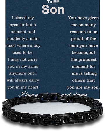 MGOOL To My Son Bracelet – Gift from Dad with Message Card & LED Box