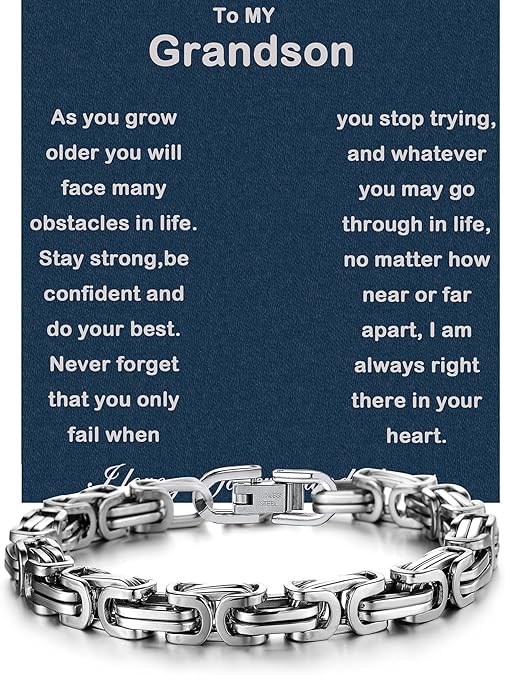 MGOOL To My Grandson Bracelet – Gift from Grandma with Message Card & LED Box