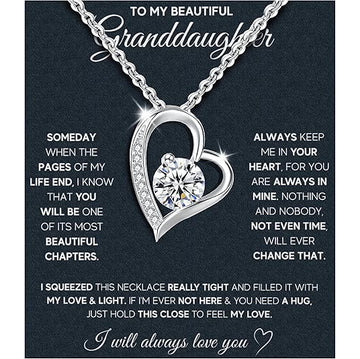 To My Granddaughter Necklace – Gift from Grandma & Grandpa with Message Card & LED Box