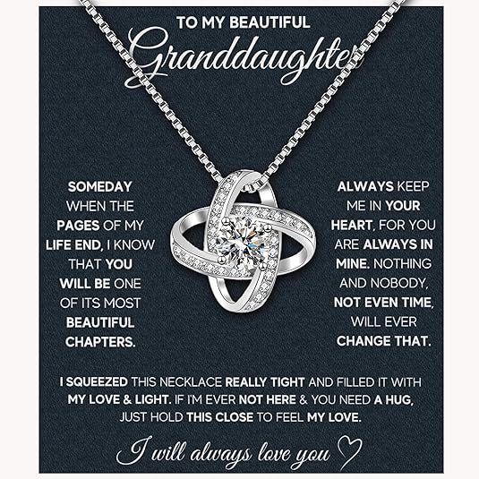 To My Granddaughter Necklace – Gift from Grandma & Grandpa with Message Card & LED Box